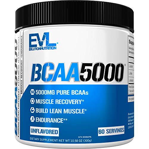 Image 1 of 60 Servings for the product Evlution EVL BCAAs Amino Acids Powder - 5g Branched Chain Amino Acids Supplement for Men - Unflavored Powder