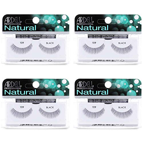 Image 1 of Default Title for the product Ardell Natural False Eyelashes 109 - Black, Reusable Strip Lashes, 4 Pack