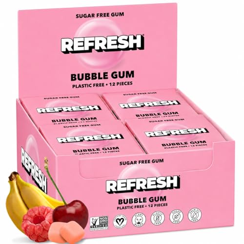 Image 1 of Default Title for the product Refresh Gum Bubblegum, Natural Sugar-Free Xylitol Chewing Gum, 12 Pack