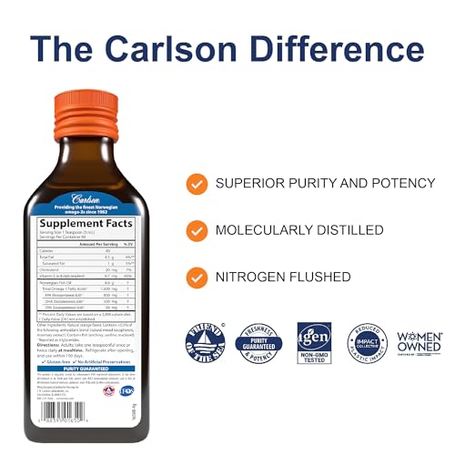 Image 2 of Carlson The Very Finest Fish Oil, 1600 mg, Omega-3s, 200 mL (6.7 Fl Oz)