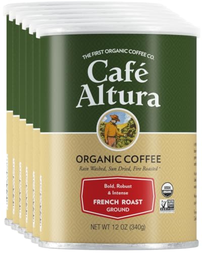 Image 1 of Default Title for the product Cafe Altura Ground Organic Coffee, French Roast, 12 oz Can (Pack of 6)