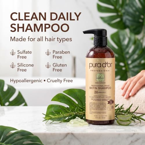 Image 6 of PURA D'OR Clinically Formulated Biotin Shampoo for Thinning Hair, 16oz