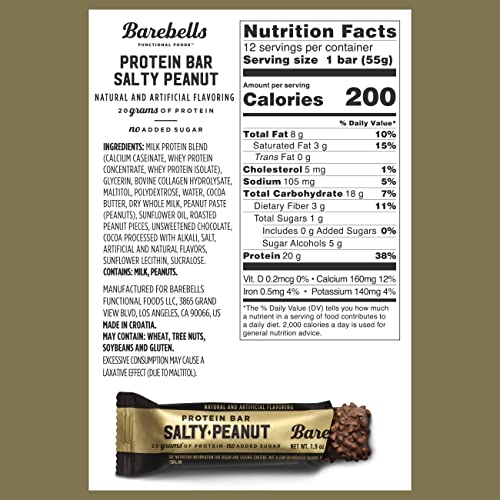 Image 2 of BAREBELLS Barebells Salty Peanut Protein Bars, 12 Count, Pack of 2