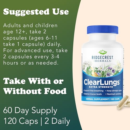 Image 5 of RidgeCrest Herbals ClearLungs Extra Strength Lung Health Support 120 Ct