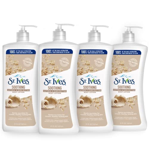 Image 1 of 21 Fl Oz (Pack of 4) for the product St. Ives Soothing Hand & Body Lotion with Oatmeal and Shea Butter, 21 fl oz, 4 Pack