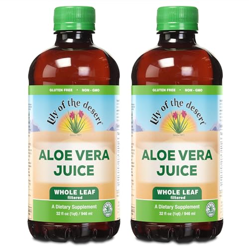 Image 2 of 32 Ounce (Pack of 2) for the product Lily Of The Desert Aloe Vera Juice, Whole Leaf, Organic, 64 Fl Oz