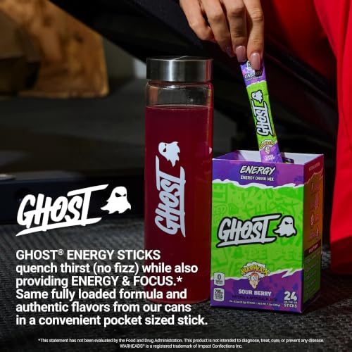 Image 6 of GHOST Sugar-Free Energy Drink Packets, Warheads Sour Berry, 24 To Go Sticks