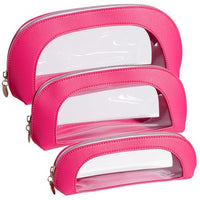 Thumbnail for Image 1 of Default Title for the product BS-MALL 3 Pcs Makeup Bag Set, Waterproof Travel Makeup Kit with Zippers, Lightweight Travel Bag for Makeup Brush Holder & Organizer, Fashionable Leather Case for Daily Use & Storage (Hot Pink)