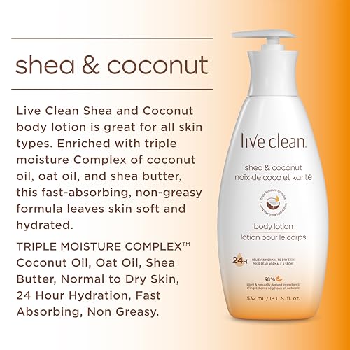 Image 5 of Live Clean Moisturizing Shea and Coconut Body Lotion, 18 Fl Oz (Pack of 2)