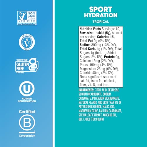 Image 5 of Nuun Sport Electrolyte Tablets, Tropical Flavor, GF & Vegan, 8 Pack