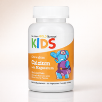 Thumbnail for California Gold Nutrition Chewable Calcium with Magnesium for Children, Birthday Cake, 90 Vegetarian Tablets