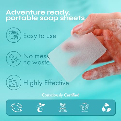 Image 4 of FOMIN Paper Soap Sheets for Hand Washing - 100 Tea Tree Travel Soap Sheets