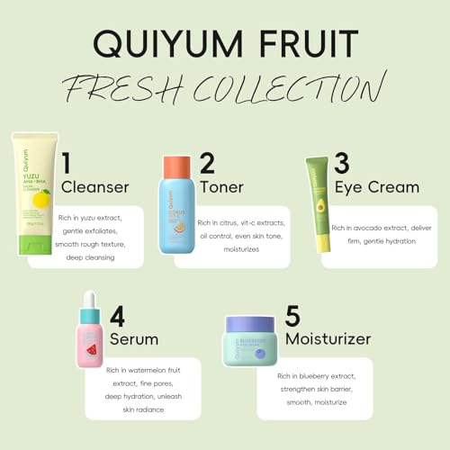 Image 2 of QUIYUM Fruit Skin Care Set, 5 Daily Skincare Routine for Women Teen Girl