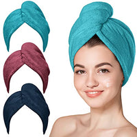 Thumbnail for Image 13 of Plum,navy,aqua Green / Large for the product Hicober Microfiber Hair Towel Wrap for Women