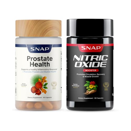 Image 1 of 180 Count (Pack of 1) for the product Snap Supplements Prostate Health + Nitric Oxide Booster Bundle, 90 Caps Ea