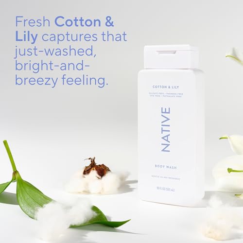 Image 5 of Native Clean Body Wash, Gentle & pH-balanced for Sensitive Skin, 24-Hr Freshness, Cotton & Lily, 18 Fl Oz (Pack of 6)