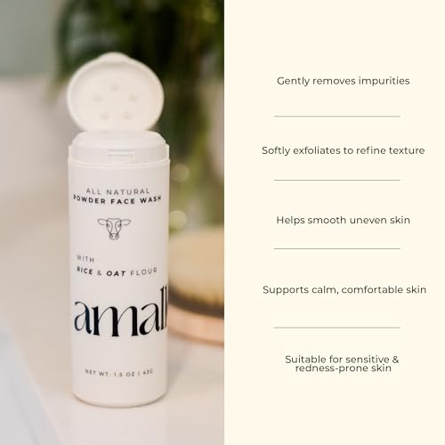 Image 5 of Amallow Enzyme Powder Face Wash - Gentle Exfoliating Powder-to-Foam Cleanser with Rice Powder, Papaya Enzymes & Oat Flour - Facial Cleanser for Sensitive Skin
