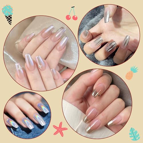 Image 3 of Artdone Chrome Nail Powder Nail Art Fimo 16 Jars 1g Each