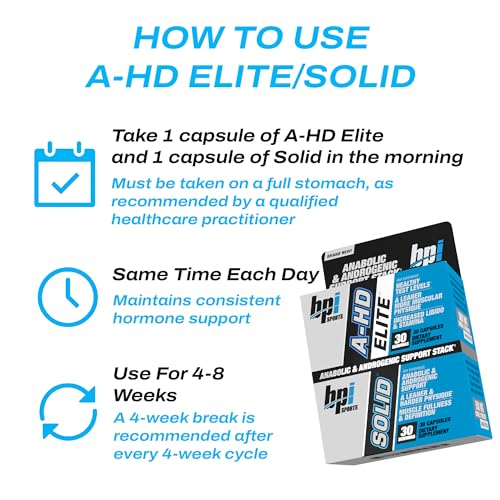 Image 2 of BPI Sports A-HD Elite/Solid Testosterone Booster for Men - 30 Servings - 550mg