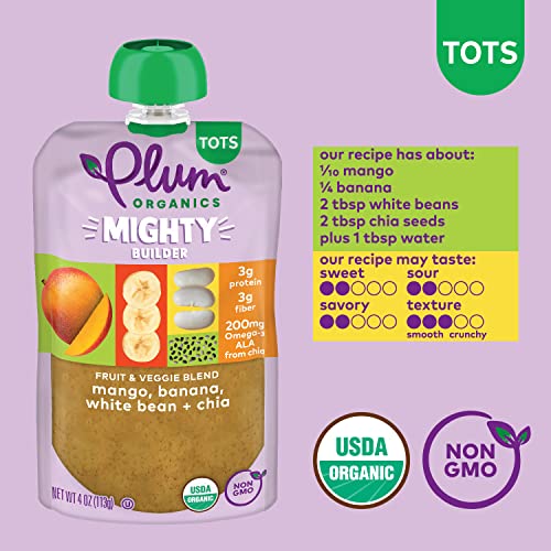 Image 5 of Plum Organics +12 Months Baby Food - Mango, Banana, White Bean & Chia