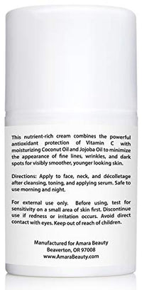 Thumbnail for Image 5 of Amara Beauty Vitamin C Cream for Face with Coconut Oil, Cocoa Butter & Jojoba Oil, 1.7 fl. oz.