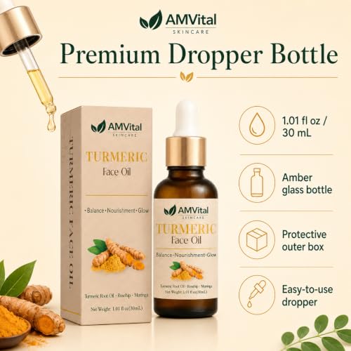 Image 5 of AMVital Turmeric Face Oil with Jojoba Rosehip and Moringa, 1 fl oz