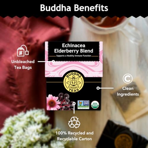Image 5 of Buddha Teas Organic Echinacea Elderberry Blend Herbal Tea Caffeine Free