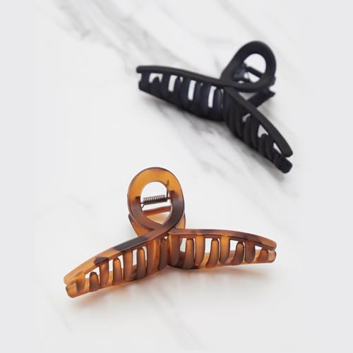 Image 6 of Kitsch Large Loop Hair Clips for Women - Tortoise & Black, 2 Pcs