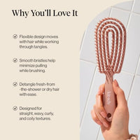 Thumbnail for Image 5 of Kitsch Flexi Flow Detangler Brush, Hair Brushes For Women - Terracotta