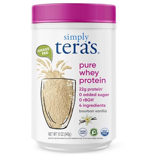 Image 1 of Default Title for the product simply tera's Pure Whey Protein Powder - Grass Fed Vanilla Whey Protein Powder, Clean, Made Without Artificial Sweeteners, Non-GMO, Kosher, rBGH-Free, Soy-Free - 12 Oz.