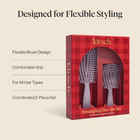 Thumbnail for Image 3 of Kitsch Flexi Flow Duo Detangler Brush, Hair Brushes For Women- Soft Violet