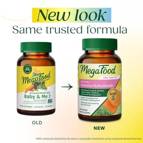Image 3 of MegaFood Baby & Me 2 Prenatal Vitamins, Doctor Formulated, Mini Tablets