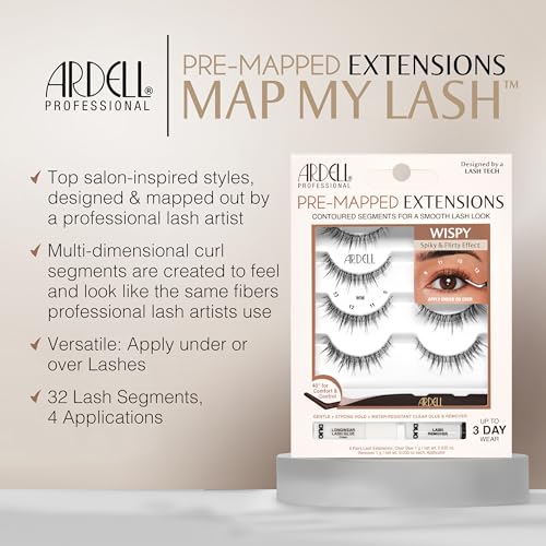 Image 4 of Ardell Pre-Mapped Wispy Eyelash Extensions Kit Lash Glue & Remover, 4 Pack