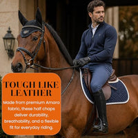 Thumbnail for Image 13 of Half Chaps Amara Equestrian Women, Men, Synthetic Leather Zip-Up Pair English Riding Unisex Black Leather Half Chaps