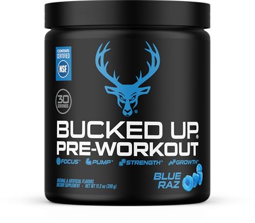 Image 1 of Default Title for the product Bucked Up Pre Workout 6 Grams Citrulline, 2 Grams Beta Alanine, and 3 Other Registered trademarked Ingredients (Blue Raz)
