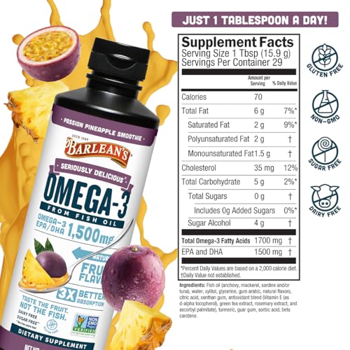 Image 6 of Barlean's Passion Pineapple Omega-3 Fish Oil, 16oz