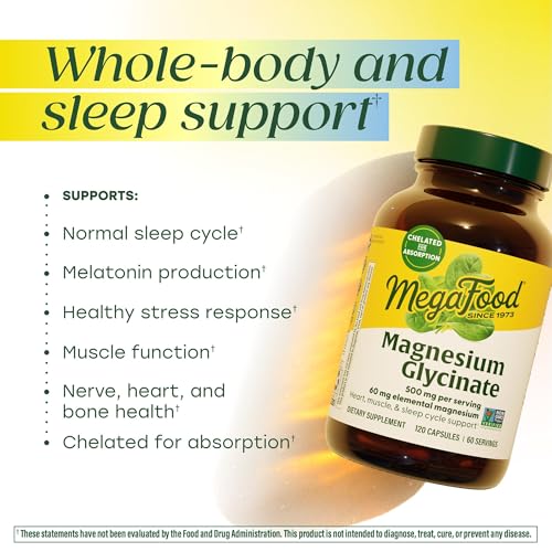 Image 3 of MegaFood Magnesium Glycinate 500mg, Normal Sleep & Stress, 120 Capsules