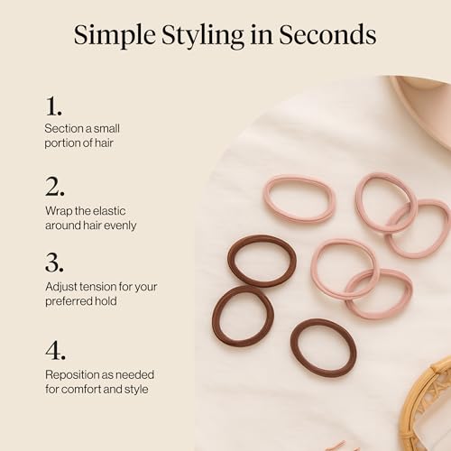 Image 7 of Kitsch Seamless Hair Ties No Damage - Stretchy Hair Bands - Rosewood, 8pcs