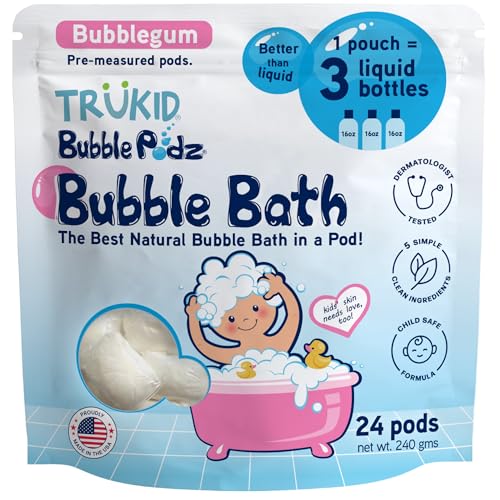 Image 17 of Bubble Gum / 24 Count (Pack of 1) for the product TruKid Bubble Podz Bubble Bath for Kids, Toddlers, & Babies