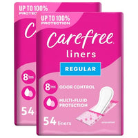 Thumbnail for Image 2 of 54 Count (Pack of 2) for the product Carefree Panty Liners for Women, Regular, Wrapped, Unscented, 54 ct