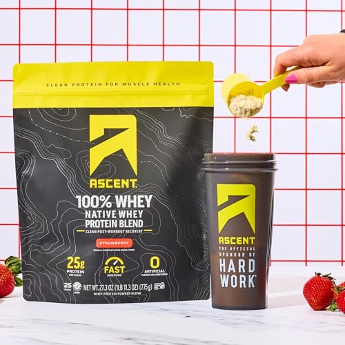 Image 2 of Ascent 100% Whey Protein Powder, Strawberry, 1.7 lb