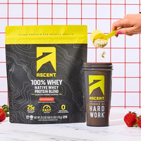 Thumbnail for Image 2 of Ascent 100% Whey Protein Powder, Strawberry, 1.7 lb