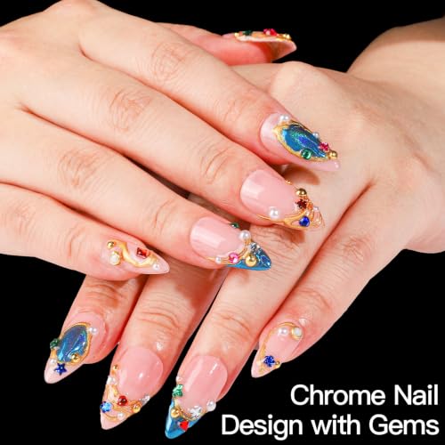 Image 7 of Teenitor Acrylic Nail Kit with Nail Charms Nail Tips Chrome Nail Powder