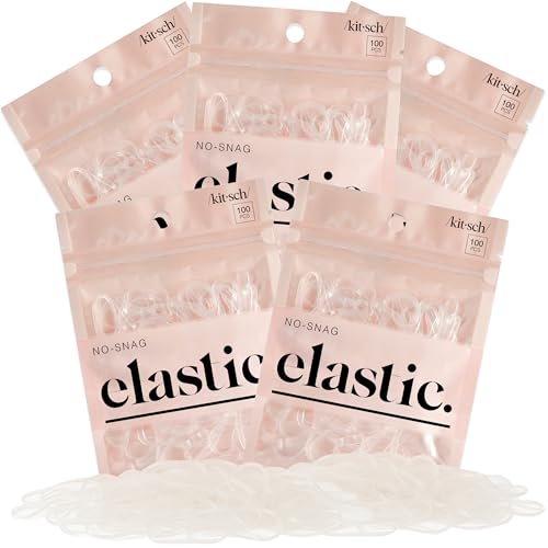 Image 1 of Clear / 500 Count (Pack of 5) for the product Kitsch Hair Ties No Damage for Kids, Teens and Women
