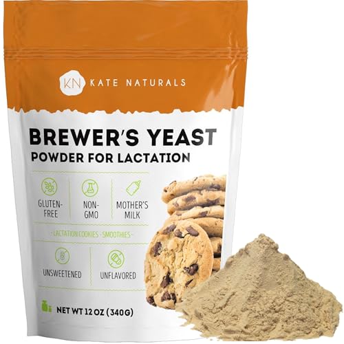 Image 1 of 12 Ounce (Pack of 1) for the product Kate Naturals Brewers Yeast Powder for Lactation Support, Nursing Moms,12oz