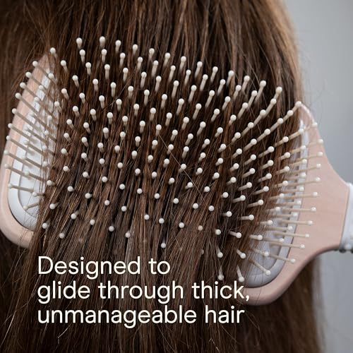 Image 5 of Conair Paddle Hair Brush, Ceramic Wood, with Nylon Bristles, Off White