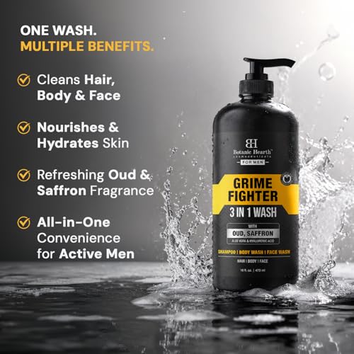 Image 3 of Botanic Hearth Men's 3-in-1 Body Wash, Shampoo, Face Wash - 16 fl oz
