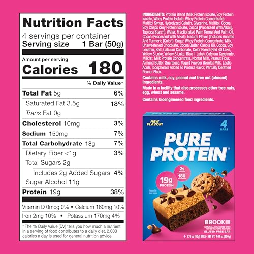 Image 5 of Pure Protein Brookie Protein Bars, 19g Protein, Gluten Free, 4 Ct