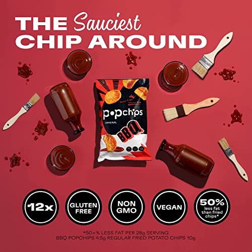 Image 4 of popchips Potato Chips BBQ Potato Chips Single Serve 0.8 oz Bags Barbeque, 19.2 Ounce, (Pack of 24)