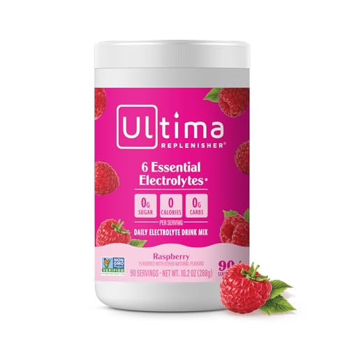 Image 10 of Raspberry / 90 servings (Pack of 1) for the product Ultima Replenisher Electrolyte Powder Drink Mix